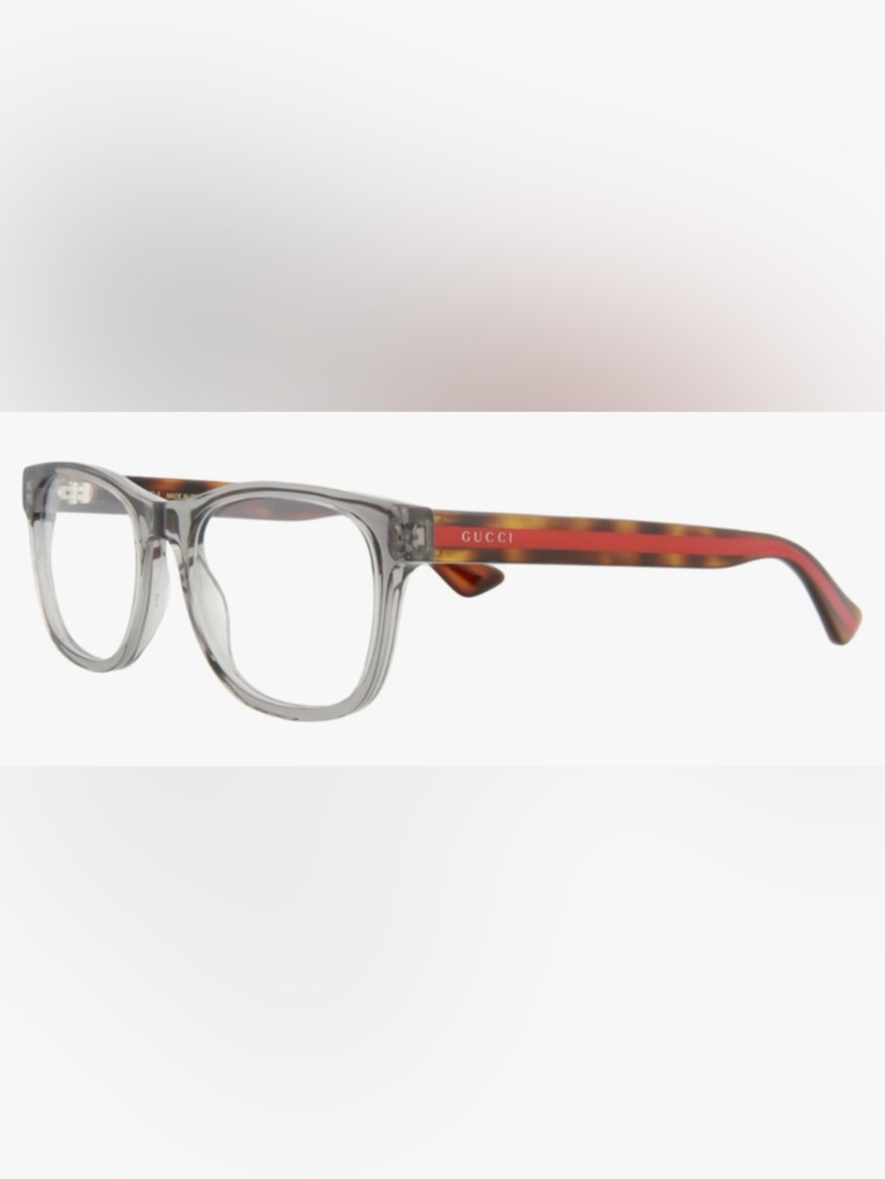 Gucci GG0040 004 Transparent Light Grey Plastic Square Eyeglasses w/Case